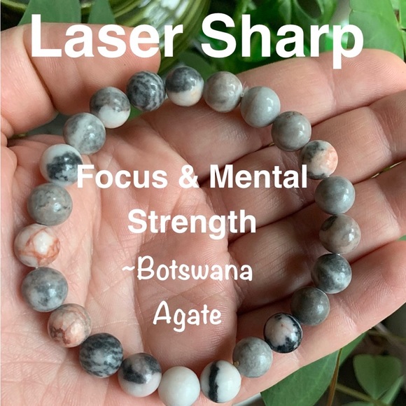 NWT✨8mm Focus and Mental Strength✨Botswana Agate Healing Gemstone Bracelet - Picture 1 of 6
